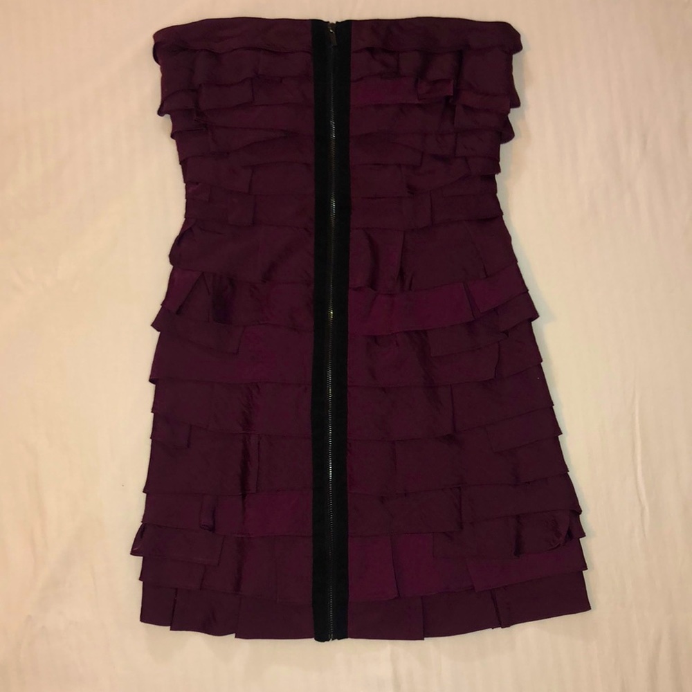 BCBG Maxazria Strapless Dress Size 2 Bordeaux Red Zipper NWT